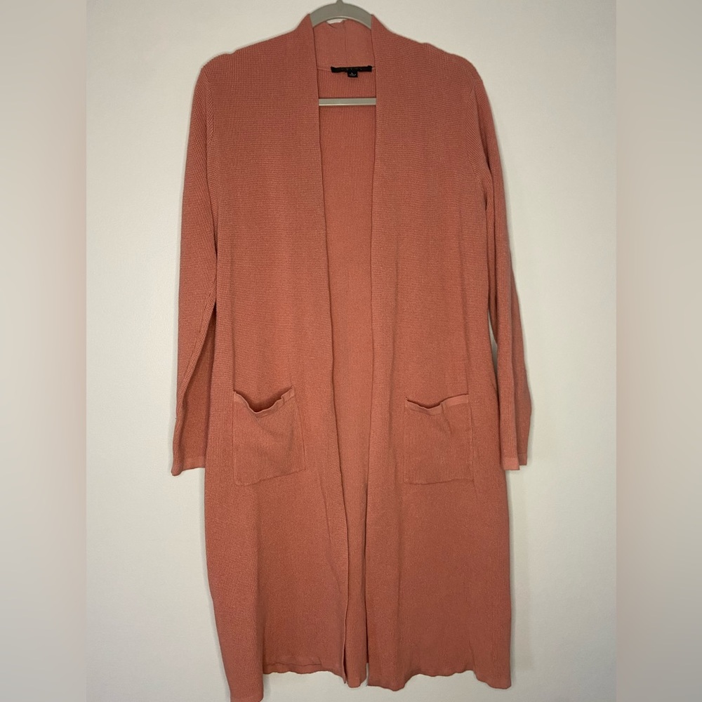 Cyrus Long Lined knit Cardigan front pockets women’s size large
